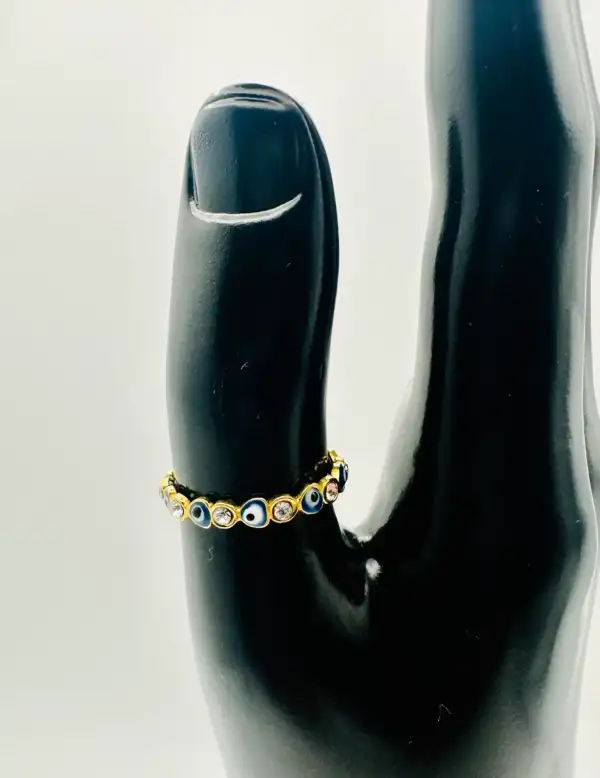 Anillo Ojo Turco Azul con Brillo