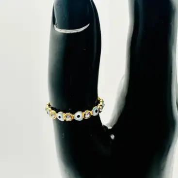 Anillo Ojo Turco Celeste con Brillo