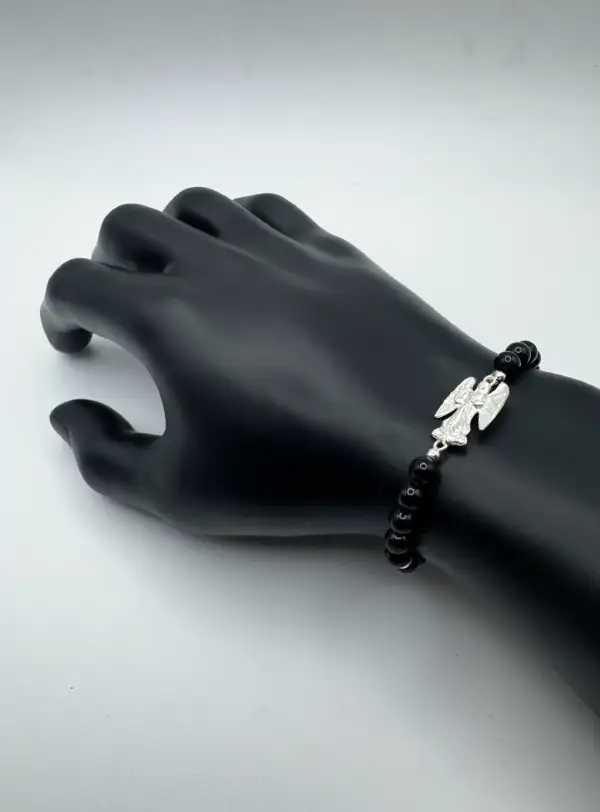 Pulsera Arcangel Zaquiel y Turmalina Plata de Ley
