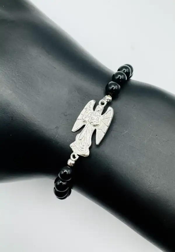 Pulsera Arcangel Zaquiel y Turmalina Plata de Ley - Imagen 2