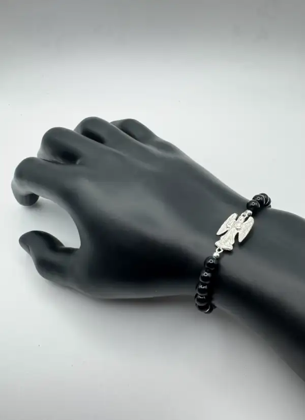Pulsera Arcangel Chamuel y Turmalina Plata de Ley