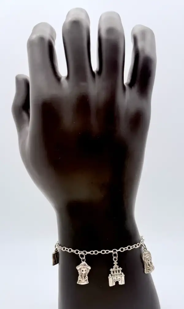 Pulsera Abalorios Virgen Del Rocio Plata De Ley - Imagen 3