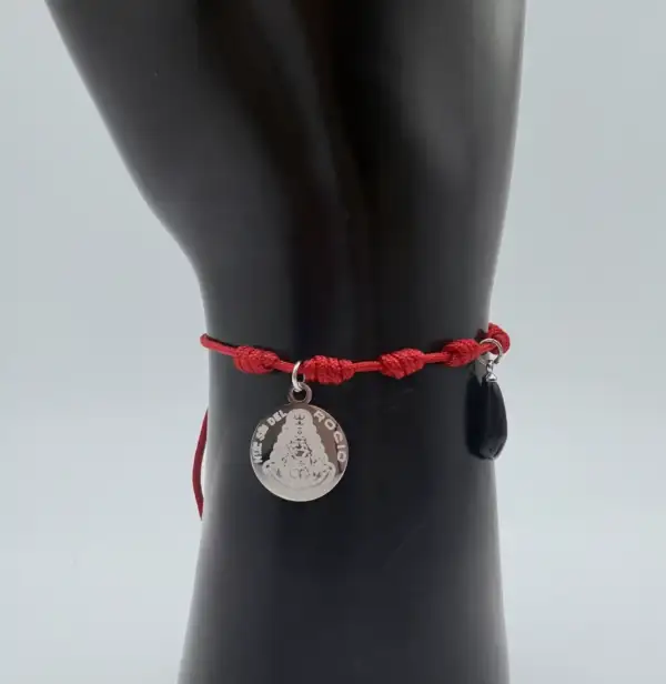 Pulsera 7 Nudos Medalla Virgen Del Rocio Y Puño De Higa - Imagen 2