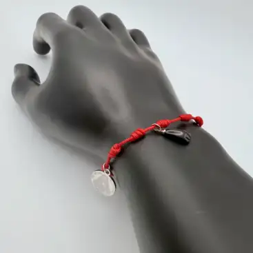 Pulsera 7 Nudos Medalla Virgen Del Rocio Y Puño De Higa