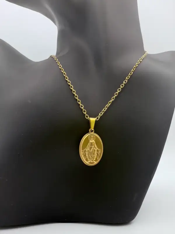 Colgante La Milagrosa Acero Dorado - Imagen 2