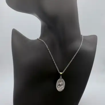 Colgante Sagrado Corazon Acero Plateado