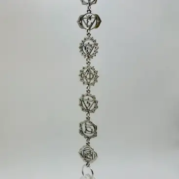 Amuleto Colgante 7 Chakras Y Piedra Sol Acero Plateado