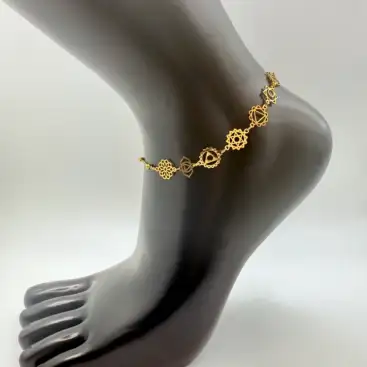 Tobillera 7 Chakras Acero Dorado