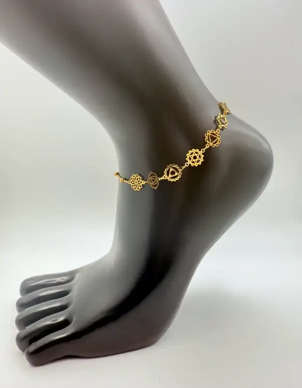 Tobillera 7 Chakras Acero Dorado