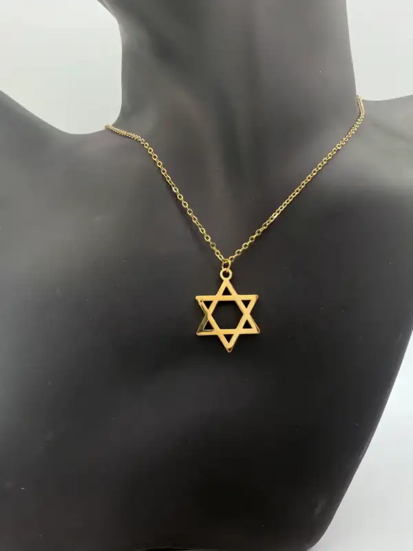 Colgante Estrella De David Acero Dorado - Imagen 2