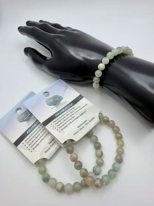 Pulsera Aguamarina 8 mm
