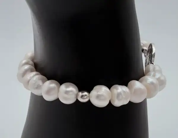 Pulsera San Benito Con Perlas Naturales Plata De Ley - Imagen 4