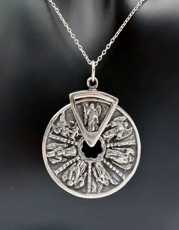 Colgante Rueda Giratoria De Los Arcángeles Plata De Ley - Imagen 2