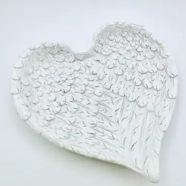Plato Alas Corazon Blanco Purpurina