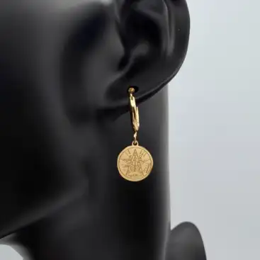 Pendientes Aro Tetragramaton Acero Dorado