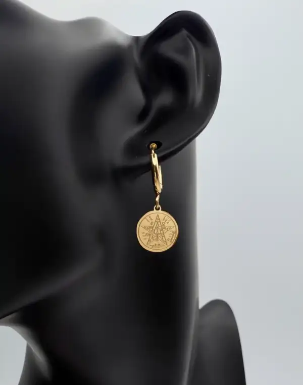 Pendientes Aro Tetragramaton Acero Dorado
