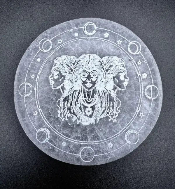 Placa Selenita Triple Diosa Hecate