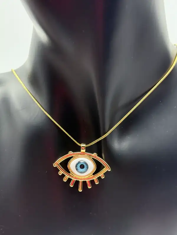 Colgante Ojo Turco con Pestañas Acero Dorado - Imagen 2
