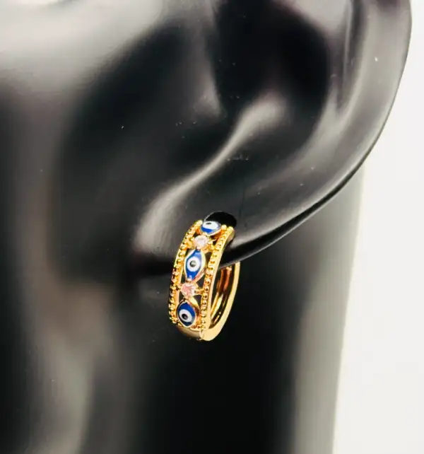Pendientes Ojos Turcos de Acero Dorado - Imagen 2