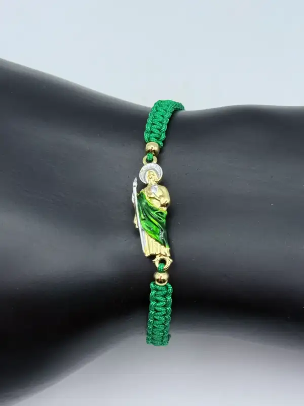 Pulsera Macrame San judas Verde Modelo 1 - Imagen 2