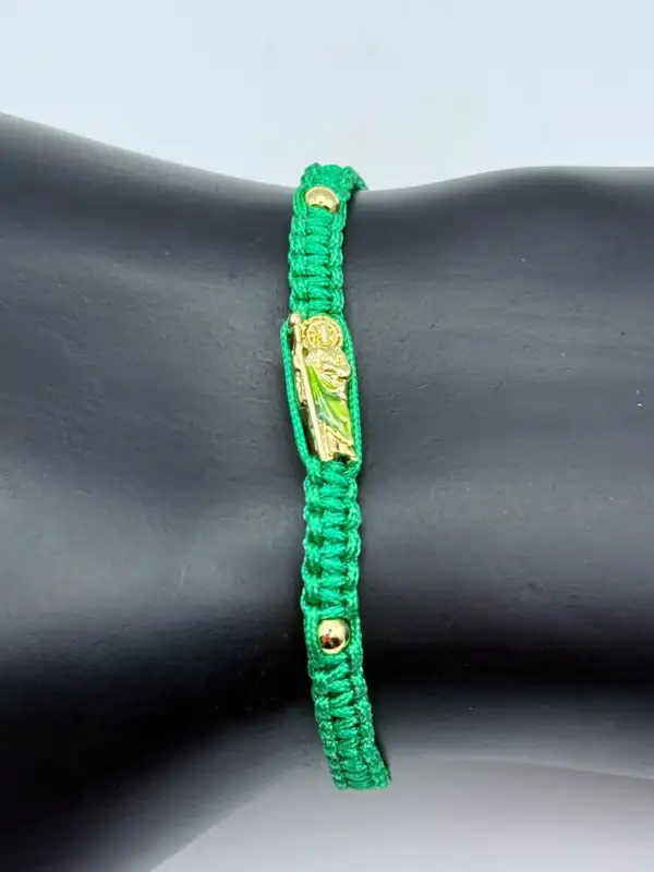 Pulsera Macrame San judas Verde Modelo 2