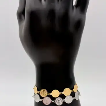 Pulsera Medallas Pequeñas de San Benito Acero