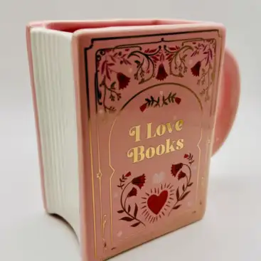Taza En Forma De Libro Rosa