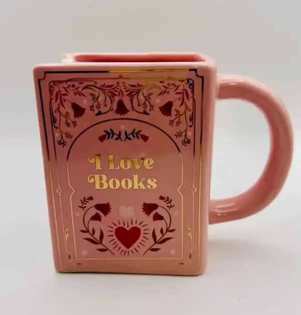 Taza En Forma De Libro Rosa - Imagen 2