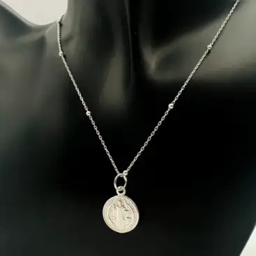 Colgante Medalla San Benito Mediana Plata De Ley