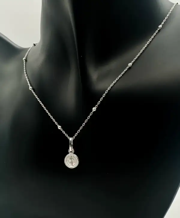Colgante Medalla San Benito Mini Plata De Ley