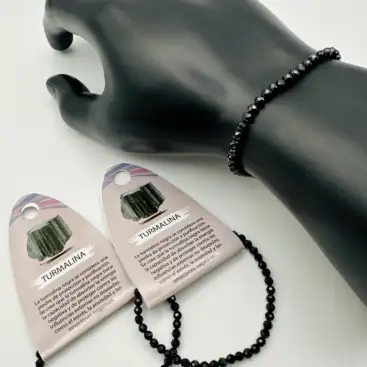Pulsera Turmalina Negra Facetada 4mm