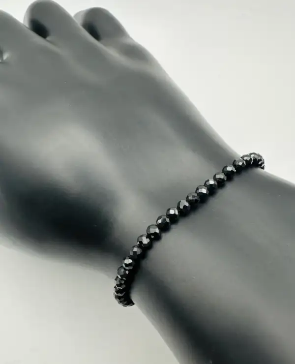 Pulsera Turmalina Negra Facetada 4mm - Imagen 2