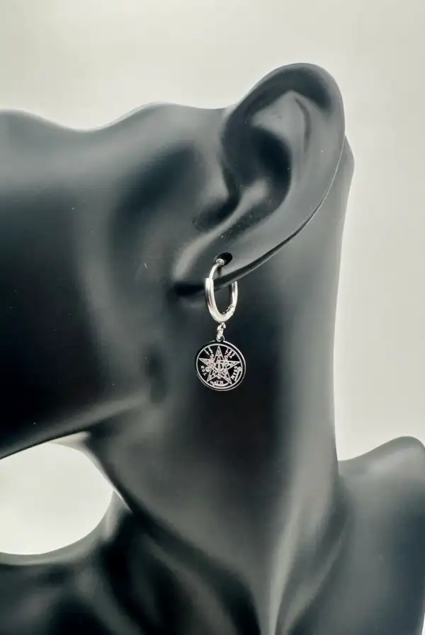 Pendientes Aro Tetragramaton Acero Plateado