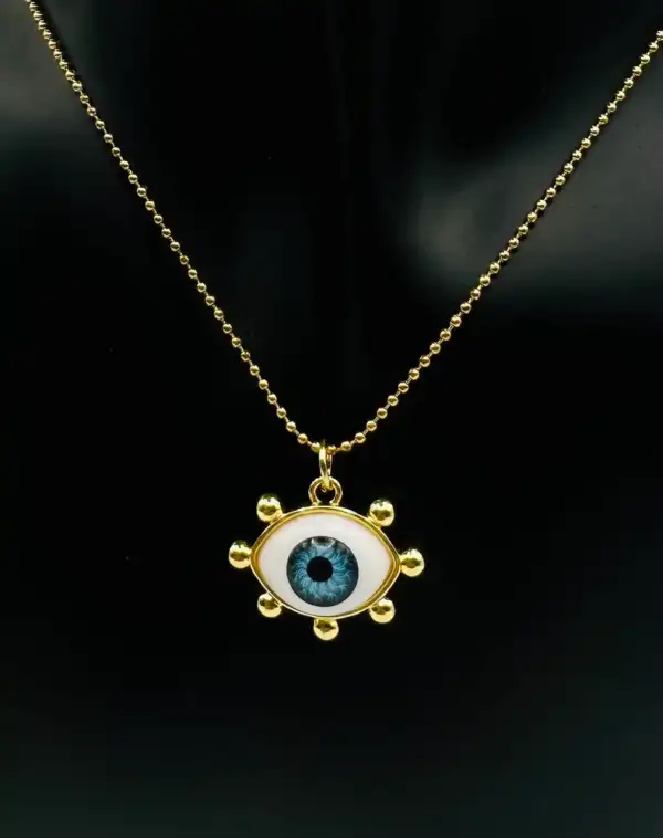 Colgante Ojo Turco 3D Acero Dorado - Imagen 2