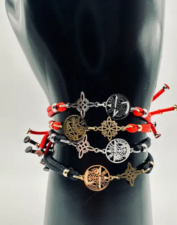 Pulsera Cordon Nudo de Bruja Tetragramaton Doble Proteccion