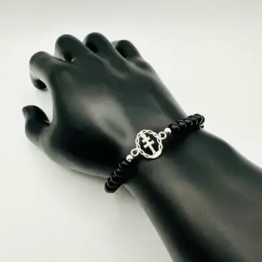 Pulsera Cruz de Caravaca y Turmalina Plata de Ley
