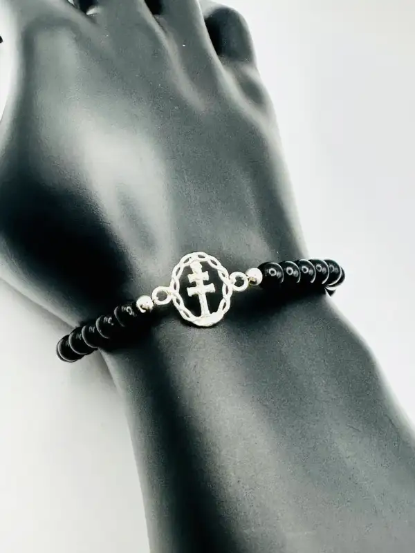 Pulsera Cruz de Caravaca y Turmalina Plata de Ley - Imagen 2