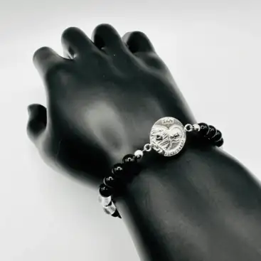 Pulsera San Judas Tadeo y Turmalina Plata de Ley