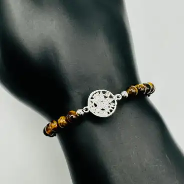 Pulsera Tetragramaton con Ojo de Tigre Plata de Ley
