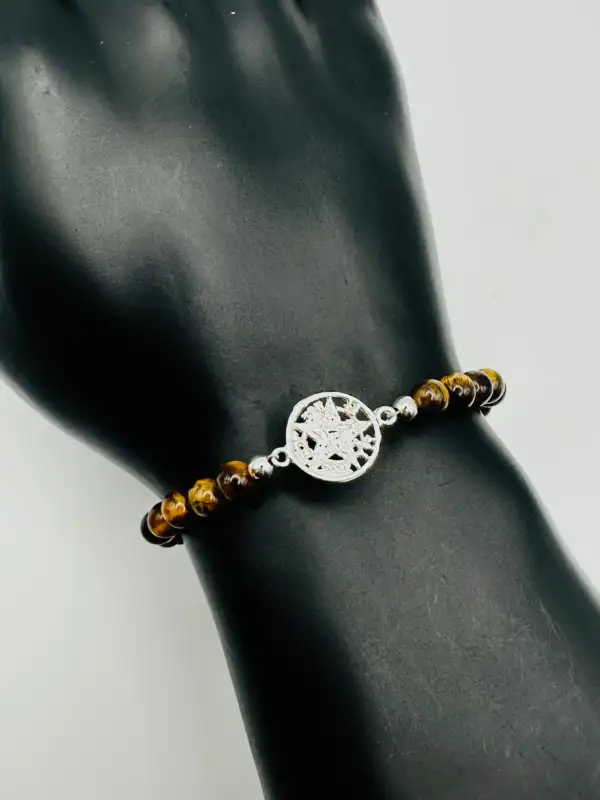 Pulsera Tetragramaton con Ojo de Tigre Plata de Ley