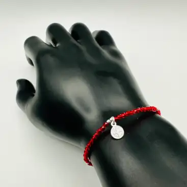 Pulsera Roja San Benito Plata De Ley