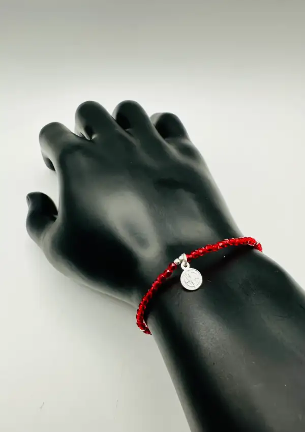 Pulsera Roja San Benito Plata De Ley