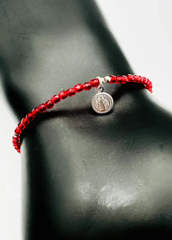 Pulsera Roja San Benito Plata De Ley - Imagen 3