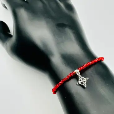 Pulsera Roja con Nudo de Bruja en Plata de Ley
