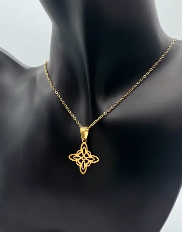 Colgante Nudo De Bruja 2cm Acero Dorado