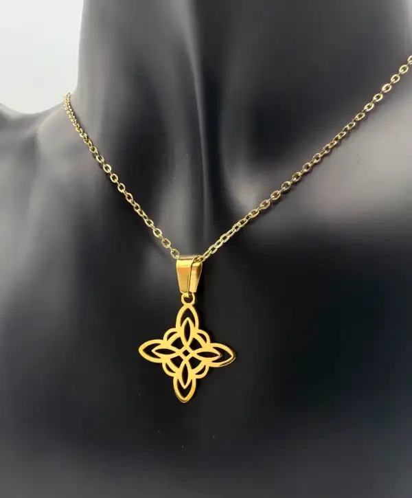 Colgante Nudo De Bruja 2cm Acero Dorado - Imagen 2