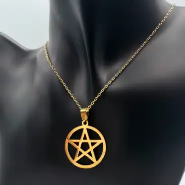 Colgante Pentagrama Acero Dorado