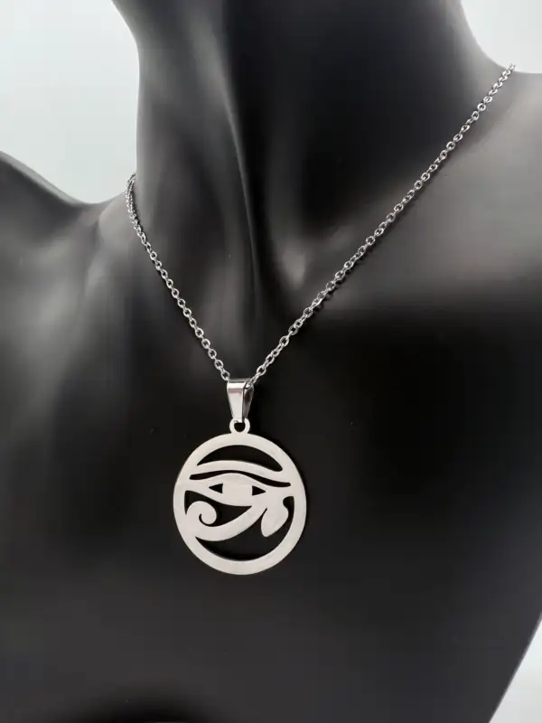 Colgante Ojo De Horus Acero Plateado - Imagen 2