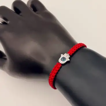 Pulsera Mano Fatima Macrame Rojo