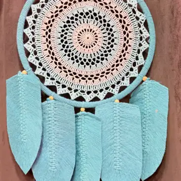 Atrapasueños Hojas Azul Pastel